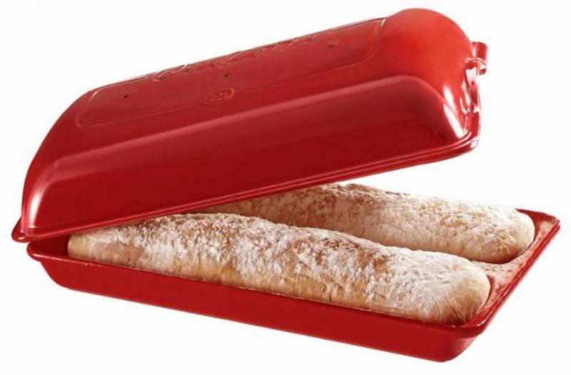 KAMENINOVÉ NÁDOBÍ Emile Henry forma na pečení 2 ks tradičního středomořského chleba- ciabatty, granátová