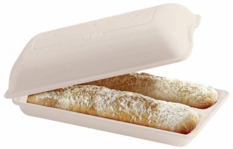 KAMENINOVÉ NÁDOBÍ Emile Henry forma na pečení 2 ks tradičního středomořského chleba- ciabatty, lněná