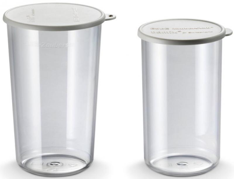 Bamix set pohárů 400 a 600 ml s víčkem, šedé 450.018