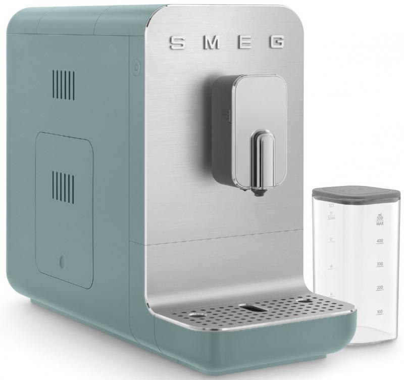 SMEG Automatický kávovar BCC13EGMEU na cappucino 19 barů s dávkovačem mléka, 1,4l, smaragdově zelená