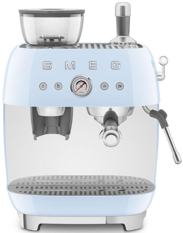 SMEG 50's Retro Style pákový kávovar EGF03 s mlýnkem na kávu 2 šálky pastelově modrá EGF03PBEU